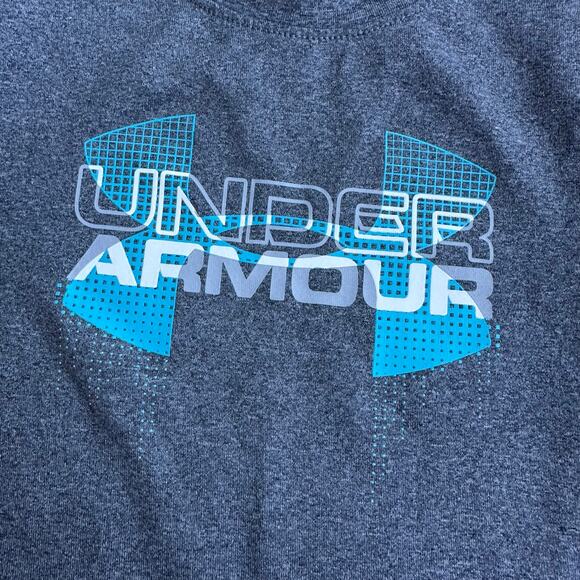 Under Armour Gray Athletic Tee with Blue Logo - Boys 2T - Picture 2 of 3